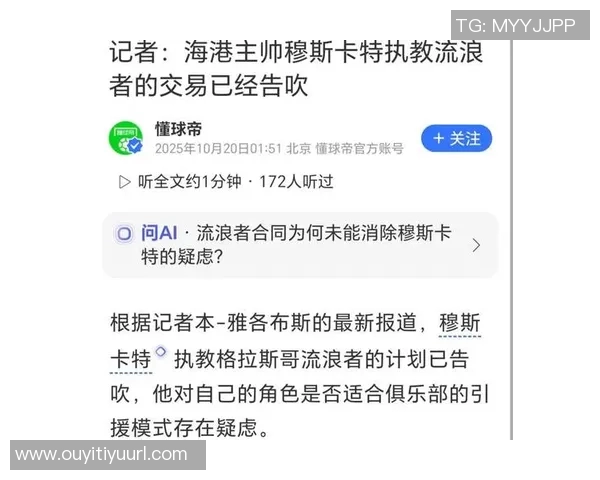 穆斯卡特有意继续执教海港队或将不加盟流浪者队